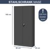 Metallschrank abschließbar TOMASZ - Geheimfach, 4 Ebenen | Aktenschrank Büroschrank Stahl Mehrzweckschrank Werkstatt Werkzeugschrank, 185x90x45cm Anthrazit Bild 2
