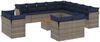 vidaXL 14-tlg. Garten-Sofagarnitur mit Kissen Grau Poly Rattan 3256292 Bild 2