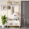 Kompaktgarderobe 78 x 38,5 x 180,5 cm mit Spiegel, Schuhschrank und Metallhaken in Weiß Bild 2