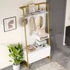Kompaktgarderobe 78 x 38,5 x 180,5 cm mit Spiegel, Schuhschrank und Metallhaken in Weiß Bild 4