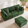 Ecksofa aus Chenille, modular mit Hocker & 4 Kissen, 216x161x81 cm, Grün Bild 2