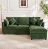 Ecksofa aus Chenille, modular mit Hocker & 4 Kissen, 216x161x81 cm, Grün Bild 3