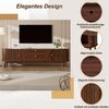 Merax TV-Schrank in Holzoptik mit Lamellentüren & abgerundeten Ecken (1-St) TV-Lowboard mit 2 Schubladen,2 Schiebetüren & Holzbeinen,170x39,5x46cm Bild 4