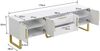 TV-Schrank 170x40x53,5 cm in Weiß mit Hochglanz, goldfarbenen Griffen und Beinen Bild 5
