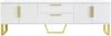 TV-Schrank 170x40x53,5 cm in Weiß mit Hochglanz, goldfarbenen Griffen und Beinen Bild 5