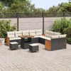 vidaXL Gartensofa-set mit Kissen 17 pcs Schwarz und Creme Poly-Rattan 3365310 Bild 3