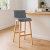 Barhocker TENAR - Stoff Hellgrau 41x46x102 cm Braun | Barstuhl Mit Lehne Tresenhocker Tresenstuhl Kneipenhocker Kneipenstuhl Bild 2