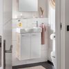 FACKELMANN SBC STANFORD Waschbeckenunterschrank Gäste WC 55 cm breit, Weiß/Braun hell, 2 Türen Bild 3