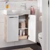 FACKELMANN SBC STANFORD Waschbeckenunterschrank Gäste WC 55 cm breit, Weiß/Braun hell, 2 Türen Bild 2
