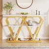 Flieks Konsolentisch (1-St, 120x29,5x80 cm), Flurtisch mit Ablagen Beistelltisch Sofatisch Marmoroptik, Weiß/Gold Bild 2