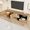 Merax Schrank für TV, mehrere Aufbewahrungsfunktionen, holzfarbene Spanplatte, offener Stauraum mit Leiterfächern, bietet Platz für bis zu 70-Zoll-TVs, 173 x 38 x 48 cm Bild 3