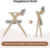 Klappstuhl Set aus 2 mit Armlehnen, 64,5x66,5x73 cm – Esszimmerstuhl aus Massivholz mit Leinenbezug in Grau Bild 4