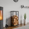 Kaminholzregal innen Metall SATLO - für Feuerholz Brennholzregal innen Kaminholzständer Kaminholzhalter Feuerholzregal InnenSchwarz, 25x40x100cm Bild 3