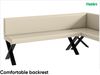 MEBLINI Eckbank für Esszimmer mit ausziehbarem Tisch - Küchenbank - Essecke - Sitzecke Küche - TONI - X-Beine 142x196x87cm Rechts - Creme Kunstleder/B Weiß Hochgl. Bild 5