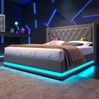 HAUSS SPOLE Polsterbett mit Stauraum, aus Baumwolle mit USB, Typ-C und 3-seitiger LED, Grau, 140x200 cm Bild 4