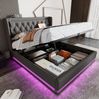 HAUSS SPOLE Polsterbett mit Stauraum, aus Baumwolle mit USB, Typ-C und 3-seitiger LED, Grau, 140x200 cm Bild 2