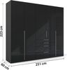 rauch Kleiderschrank; Drehtürenschrank PURISMA, 5-türig, 5 Glastüren, 4 Schubkästen, 4x Graphit, inkl. Innenspiegel und weiteres Zubehör, 251x223x61xcm Bild 4