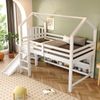 Merax Hochbett, Kinderbett, Einzelbett, 90*200 cm, Multifunktionales Kinderbett, Mit Rutsche & Treppen & Schließfach & Regal, Ohne Matratze, Weiß Bild 2
