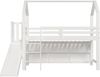 Merax Hochbett, Kinderbett, Einzelbett, 90*200 cm, Multifunktionales Kinderbett, Mit Rutsche & Treppen & Schließfach & Regal, Ohne Matratze, Weiß Bild 5