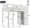 Hochbett 90x200 für Kinder, Kiefernholz, mit Kleiderschrank & Staufach, sicherer Leiter, platzsparendes Kinderbett für flexible Raumnutzung Bild 5