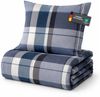 Feinbiber Bettwäsche-Set für den Winter 2-teilig 135x200/80x80 cm Blau (Kariert) Bild 2