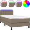 vidaXL Boxspringbett mit Matratze & LED Taupe 90x200 cm Stoff 3133449 Bild 2