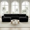 Flieks 3-Sitzer Sofa, U-förmiges Sofa, Schlafsofa, rahmenlos modular mit 2 Ottoman & 3 Kissen, rutschfester Boden, Plüsch, Schwarz Bild 2