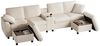U-fürmiges Sofa aus Corduroy, inklusive 2 Fußhockern mit Staufunktion, Couchtisch mit 2 Getränkehaltern, 1 USB-Anschluss, 2 Steckdosen und 2 Type-C-Anschl ssen, Beige Bild 4