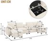 U-fürmiges Sofa aus Corduroy, inklusive 2 Fußhockern mit Staufunktion, Couchtisch mit 2 Getränkehaltern, 1 USB-Anschluss, 2 Steckdosen und 2 Type-C-Anschl ssen, Beige Bild 5