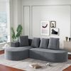 Flieks L-Form Sofa, Ecksofa Wolkensofa modular knochenlos & voll komprimiert, mit runden Liegestühlen & Tiefsitzen, Cord, Grau Bild 3