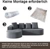 Flieks L-Form Sofa, Ecksofa Wolkensofa modular knochenlos & voll komprimiert, mit runden Liegestühlen & Tiefsitzen, Cord, Grau Bild 5