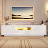 Fernsehschrank, Standfernsehschrank Lowboard mit 2 Schubladen und 2 Schränken Hochglanz-TV-Schrank mit LED-Leuchten TV-Board Fernsehtisch Geeignet für 75-Zoll-Fernseher Weiß, 180 x 40 x 45 cm Bild 2