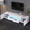 Fernsehschrank, Standfernsehschrank Lowboard mit 2 Schubladen und 2 Schränken Hochglanz-TV-Schrank mit LED-Leuchten TV-Board Fernsehtisch Geeignet für 75-Zoll-Fernseher Weiß, 180 x 40 x 45 cm Bild 4