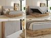 Doppelbett, Boxspringbett mit Bettkästen, Multipocket-Matratze und Topper, Set mit Kopfteil, Eiche Wotan Holzrahmen - WOOD CLASSIC - 200 x 200 cm - Hellgrau Cord - H4 Bild 2