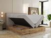 Doppelbett, Boxspringbett mit Bettkästen, Multipocket-Matratze und Topper, Set mit Kopfteil, Eiche Wotan Holzrahmen - WOOD CLASSIC - 200 x 200 cm - Hellgrau Cord - H4 Bild 4