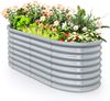 Metall Oval Hochbeet mit Offenem Boden Pflanzkasten Frühbeet Wellblech Blumenbeet Grau Bild 1