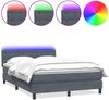 vidaXL Boxspringbett mit Matratze & LED Dunkelgrau 160x210 cm Samt 3317272 Bild 2