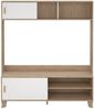 Dmora Fernsehschrank Nicosia, Ständer für Wohnzimmerfernseher, Niedriges Wohnzimmer-Sideboard, TV-Ständerbasis, 159x48 h181 cm, Eiche und Weiß Bild 4