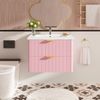 Merax Waschtischunterschrank, Hängendes Einzelbecken-Waschschrank mit Waschbecken, doppelter Aufbewahrung, feuchtigkeitsbeständigem MDF, schmutzresistenter Keramikwaschbecken, Rosa Bild 5