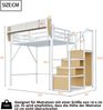 Merax Hochbett 140x200cm, Etagenbett, Kinderbett mit Sicherheitsleiter und flexiblem Staufach, Metallbett, Erwachsenenbett, Weiß Bild 4