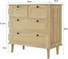 Kommode 80 x 40 x 80 cm in Holzoptik mit 4 Rattan-Schubladen & Massivholzbeinen,Holzfarbe Bild 5