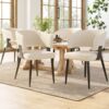 Merax Esszimmerstuhl(Set, 2 St), 2er Set,Schminkstuhl Frisiertisch Ergonomischer Stuhl, Leichter Luxusstuhl Gebogene Rückenlehne, Flanell, Beige Bild 3