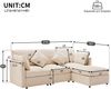 Ecksofa H 81 x T 161 x B 216 cm, Chenille Beige – L‑Form mit beweglichem Fußhocker, 3–4‑Sitzer, ergonomische Sitztiefe Bild 4