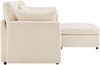 Ecksofa H 81 x T 161 x B 216 cm, Chenille Beige – L‑Form mit beweglichem Fußhocker, 3–4‑Sitzer, ergonomische Sitztiefe Bild 5