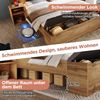 Merax Doppelbett 160 x 200 cm Polsterbett Holzbett mit klappbarem Kopfteil aus Leinenstoff Stauraum zwei Nachttische Bettbank mit Stauraum Leselampen mit USB Lattenrost, Eiche Bild 5