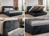 Bett mit Stauraum Polsterbett BENEA CLASSIC, Doppelbett mit Lattenrost Gepolstertes Kopfteil Gasdruckfeder Schlafzimmerbett - 140 x 200 cm - Dunkelgrau Plüsch Bild 2