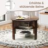Couchtisch Rund mit Stauraum Wohnzimmertisch Holz mit 4 Regalen Kaffeetisch Beistelltisch für Wohnzimmer Braun Bild 4