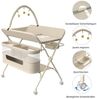 JEOBEST Wickeltisch Mobiler Baby Wickelkombi, 3 in 1 Wickeltisch Klappbar, (1-tlg) mit Sicherheitsgurt Aufbewahrungskorb und Kleiderstange Bild 4