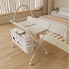 JEOBEST Wickeltisch Mobiler Baby Wickelkombi, 3 in 1 Wickeltisch Klappbar, (1-tlg) mit Sicherheitsgurt Aufbewahrungskorb und Kleiderstange Bild 2