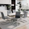 Merax Freischwinger(Set, 6 St), Moderne Esszimmerstühle 6er Set, Rückenlehne aus PU Kunstleder und Leinen, für Esszimmer, Gast Bürostuhl, grau Bild 2